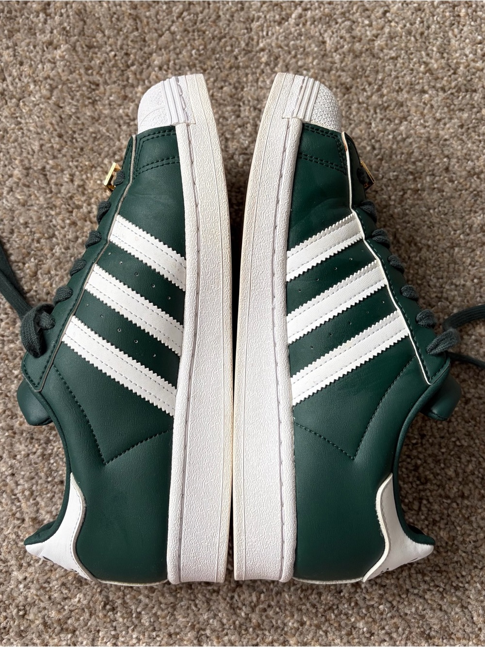 Adidas Green and White Superstar Sneakers - Picture 4 of 7